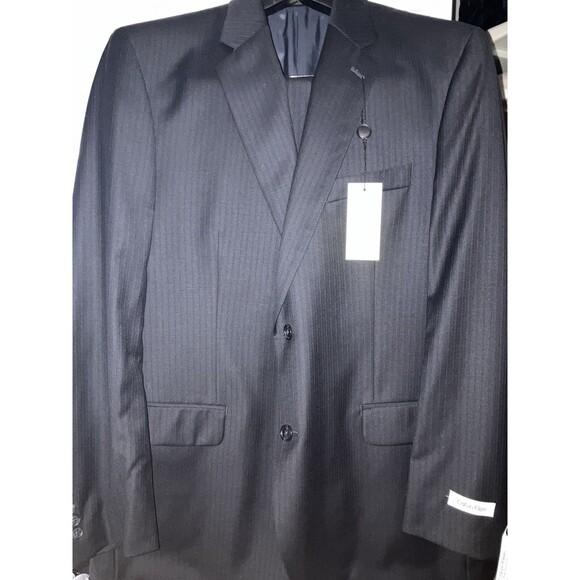 NWT Calvin Klein Navy Pinstripe Suite - 42R & 36W Pants. Unhemmed To Tailor To U